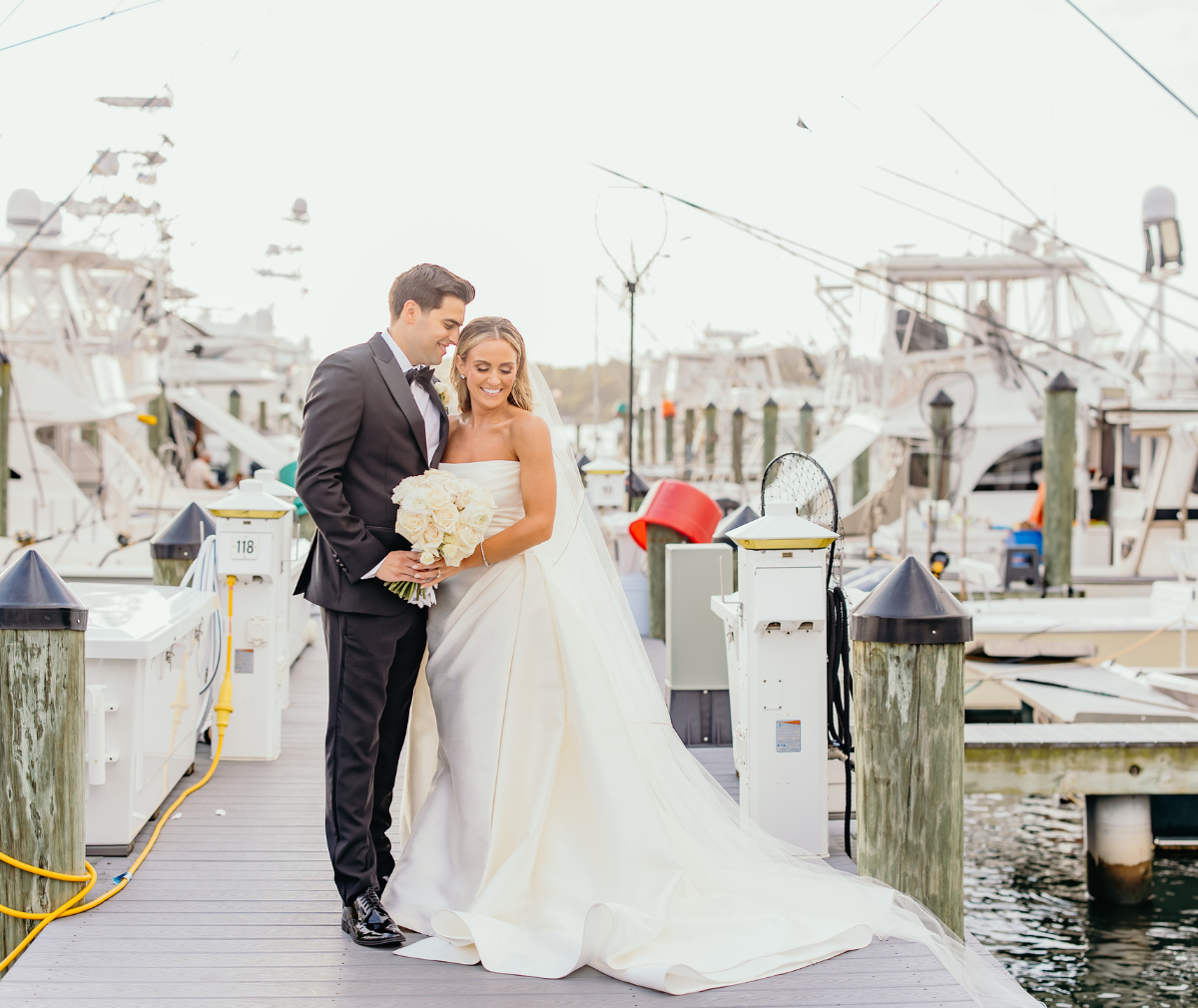 Clarks Landing wedding venue showing married couple and sunset